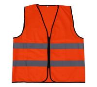 SOIMISS Polyester Gilet Réfléchissant Orange à Fermeture Éclair | Panneaux Respirants, Bandes Doubles Visibles Devant et Derrière, Coupe Unisexe pour Coursiers, Sécurité, Vélo ou Course