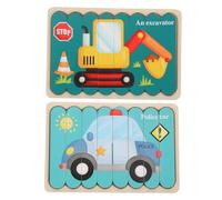 SOIMISS Puzzle Bois Éducatif Garçon Fille Pelle Excavatrice et Voiture Police Développement et Reconnaissance Couleurs Cadeau Anniversaire Garçon Fille