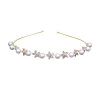 SOIMISS Serrage-tête à Fleurs de Zircon Perles en Alliage Or, Décor Délicat pour Cheveux Femme, Accessoire Élégant pour Robe Quotidienne et Fête Dansante