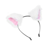SOIMISS Serrage-tête Oreilles D'animaux en Peluche Blanche et Rose, Bandeau Cheveux Féminin, Accessoire Cosplay pour Soirées Costumées et Photographies