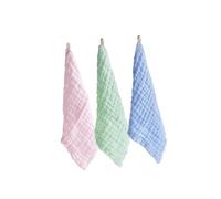 SOIMISS Serviette pour Bébé en Coton à Haute Absorption D'eau, Lot de 3 Pièces Élastique, pour Visage et Bouche, Couleurs Vert, Bleu et Rose, Pratique pour Toute Tenue