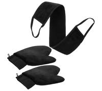 SOIMISS Set de Gants Exfoliants Doux pour Bain avec Huiles Essentielles Ensemble Trois pour Soin Spa à Domicile Gants et Bande Exfoliants Noirs Accessoires Complets pour Nettoyage Peau