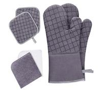 SOIMISS Set de Gants Maniques Brûlure Résistants Chaleur pour Four et Micro Ondes Isolants et Adaptés Cuisine et Pâtisserie à