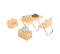 SOIMISS Set de Jeux Extérieur pour Garçon Fille avec Chaise Pliante Table de Pique et Réchaud Miniature Jaune Accessoire de Maison de Poupée pour Jeu Imitation et Camping Éducatif