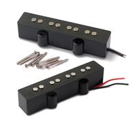 SOIMISS Set de Micros de Basse 4 Cordes Style Ouvert pour Guitare Basse Jazz Jb, Micro Chevalet et Manche en Métal Noir, Facile à Installer Vis et Ressorts