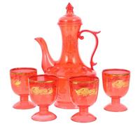 SOIMISS Set de Tasse Offrande Bouddhiste Plastique Cristal Rétro de Pichet et Grandes Tasses Dragon et Phénix Coupe Rituelle Résistante et Réutilisable pour Offrandes et Culte