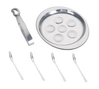 SOIMISS Set Escargot Plat Inoxydable Antidérapant avec Fourchettes et Pince Ustensiles Cuisine Professionnel Lavable Au Lave-vaisselle Empilable pour Maison et Restaurant