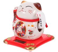 SOIMISS Statue Maneki Neko À Énergie Solaire Calico Chat Agitant Bras Mobile Chat De Fortune À Énergie Solaire Faisant Signe De La Main