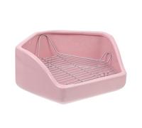 SOIMISS Toilettes pour Lapins Lestées Pentagonales en Céramique, Bac à Litière Anti-Renversement, Grand Format, Couleur Rose, Plateau De Litière Adapté pour Lapins Et Petits Rongeurs