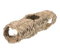SOIMISS Tunnel Cachette pour Hamster et Cochon D’Inde 45X16 CM, Tunnel Multi-Entrées 5 Trous en Paille Tissée la Main, pour Cage et Environnement de Croissance pour Petits Animaux