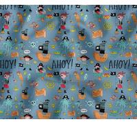 Soimoi Bleu Canard de Coton en Tissu Roue de Bateau, Pirate garçon et méduses Ocean Tissu Imprime par Metre 56 Pouce Large