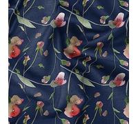 Soimoi Feuilles De Tissu Crepe Poly Bleu Et Tissu Imprime Floral Aquarelle par Yard 52 Pouces De Large