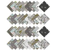 Soimoi Florals Print Precut 5 Pouces Tissu De Coton De Coton De 5 Pouces Carrés Charme Pack Diy Patchwork Craft Craft - Gris Clair