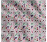 Soimoi Gris Batiste de Coton en Tissu Coffret Cadeau, bâton de Bonbons et babioles Noël Tissu Imprime par Metre 56 Pouce Large