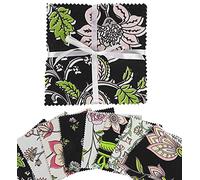 Soimoi Precut 10 Pouces Asiatique Floral Impressions De Tissus De Tissu De Coton Carque De Carres De Charme De Charme De Charme De Charme Diy Patchwork Coaft - Blanc & Noir