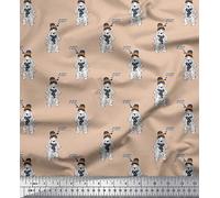 Soimoi Rose Popeline de Coton en Tissu Silencieux, Le Bouchon de Wollen & Cocker Spaniel Anglais Chien Tissu Imprime 1 Metre 42 Pouce Large