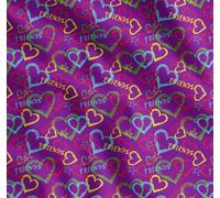 Soimoi Violet Batiste de Coton en Tissu Texte, étoile et coloré cœur Tissu Imprime par Metre 42 Pouce Large