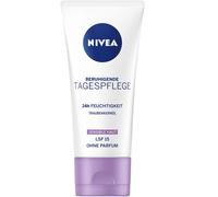 NIVEA Soin de jour apaisant 24h hydratant SPF 15, crème pour le visage sans parfum pour peaux sensibles, crème de jour délicate à l'huile de pépins de raisin