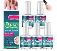 Soin des ongles en 3 jours,sérum fortifiant à la kératine et aux acides aminés pour ongles fragiles et abîmés,sérum de croissance 16 ml et vernis transparent pour une manucure forte et souple (5PCS)