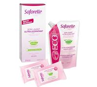 Soin Lavant Ultra Hydratant Saforelle - Hygiène intime et corporelle : Hydrate et Apaise les peaux sèches - Flacons de 500ml + ECOrecharge + 2 Paquets Lingettes