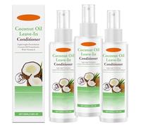 Soin sans rinçage à l'huile de coco, spray démêlant et hydratant à la vitamine E pour cheveux secs, abîmés et bouclés, contrôle les frisottis, adoucit, nourrit et répare (3pcs)