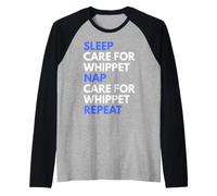 Soins du Sommeil pour Whippet Répétition de Sieste drôle pour Amoureux des Chiens Manche Raglan