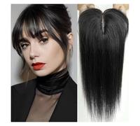 Soins personnels 4"x5.5" Perruques de cheveux humains véritables avec frange Pièces de clip de base en soie Cheveux de topper droits for femmes Extension de cheveux Extensions de cheveux(14 inch,Natur