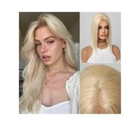 Soins personnels Extension de cheveux humains blond clair avec partie centrale, cheveux Remy lisses, 10 × 12 CM, base en soie à clipser for femmes aux cheveux clairsemés Extensions de cheveux