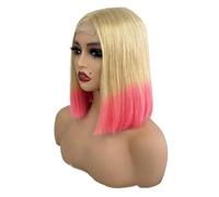 Soins personnels Perruque Bob 10 pouces, cheveux humains, 2x6, densité 250, for femmes noires Extensions de cheveux(Blonde+pink)