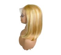 Soins personnels Perruque Bob à reflets blond foncé, cheveux humains courts et lisses, 13x4, avec dentelle frontale, for femmes, densité 180 Extensions de cheveux(12inch)