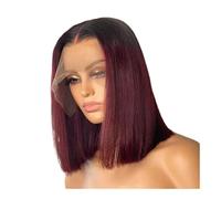 Soins personnels Perruque Bob lisse bordeaux 1B/99J, cheveux humains, densité 180, 4x4, dentelle HD, courte, frontale, for femmes Extensions de cheveux(12inch)