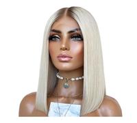 Soins personnels Perruque courte blonde cendrée ombrée de 14 pouces, racines foncées, synthétique, avec dentelle frontale, lisse, for femme, usage quotidien Extensions de cheveux