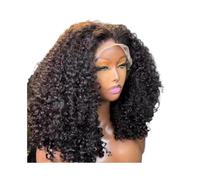 Soins personnels Perruque courte bouclée avec dentelle frontale 13x4 for femme, cheveux humains brésiliens, densité 200% Extensions de cheveux(16inch)