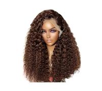 Soins personnels Perruque frontale en dentelle HD 13x4, cheveux naturels bouclés, brun chocolat, sans colle, ondulés et pré-épilés Extensions de cheveux(30inch)