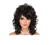 Soins personnels Perruques bouclées for femmes noires, courtes et douces avec frange, boucles afro lâches, perruque synthétique résistante à la chaleur Extensions de cheveux(Brown)