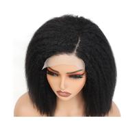 Soins personnels Perruques en cheveux humains crépus lisses avec dentelle frontale, 14 pouces, pré-épilées, coupe courte, coupe au carré, 5x5, for femmes Extensions de cheveux