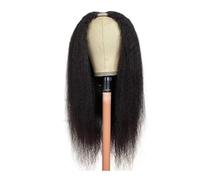 Soins personnels Perruques en cheveux humains crépus lisses, coupe en V, sans colle, sans couture, à clipser, demi-perruque for femmes Extensions de cheveux(180density,20inch)