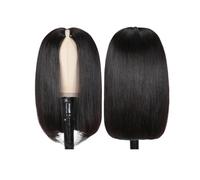 Soins personnels Perruques en V for femmes noires, cheveux humains lisses, coupe au carré, extensions de cheveux Remy, noires naturelles Extensions de cheveux(14inch)