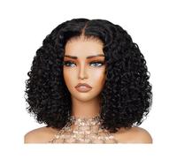Soins personnels Perruques Lace Front Wigs Deep Wave HD 13x4, cheveux humains pré-épilés, densité 200, courtes et bouclées, sans colle, for femmes, noir naturel Extensions de cheveux(14inch)