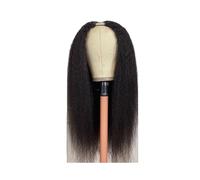 Soins personnels Perruques Yaki crépues et lisses en V, cheveux humains, sans colle, densité 150, for femmes noires Extensions de cheveux(16inch)