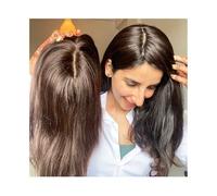 Soins personnels Postiche à clipser 5x5" Cheveux raides vierges Base en soie 15x16 cm Partie centrale for femmes Extensions de cheveux(Brown,10 INCHES_15X16 CM)