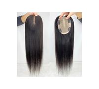 Soins personnels Postiche en cheveux humains noirs naturels, base en soie, postiche respirant Remy avec clips for femmes Extensions de cheveux(8 inch,12x14cm)