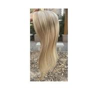 Soins personnels Postiche mono topper 5 x 5 pouces noué à la main en PU for femmes avec base en dentelle suisse et clip 16 pouces Couleur 18/613 Extensions de cheveux