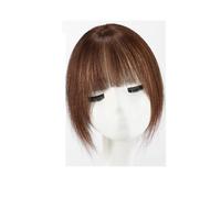 Soins personnels Postiches à frange de 25 cm, postiches à base de dentelle nouée à la main, postiches à clipser en cheveux Remy for cheveux clairsemés Extensions de cheveux(Reddish Brown)