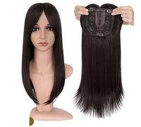 Soins personnels Postiches for femmes 18 pouces Cheveux raides avec frange for cheveux clairsemés Postiches synthétiques Extension de cheveux avec frange Extensions de cheveux(Dack Brown)