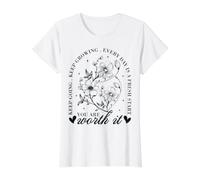 Soins personnels pour Femmes et Filles Keep Going You are Worth It Enough T-Shirt Graphique avec Valeur, Femme, Blanc, XS