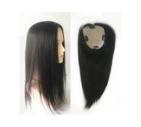 Soins personnels Topper de cheveux humains 12 × 13 cm postiche à base de peau de soie avec 4 clips, 8-22" Topper de cheveux vierges européens noirs naturels for les femmes avec perte de cheveux ou che