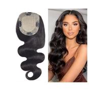 Soins personnels Topper de cheveux humains for femmes avec des cheveux clairsemés 8-22" Vague de corps Pièces de cheveux vierges européens 15x16CM Base de peau de soie Topper de cheveux avec PU autour