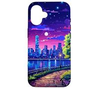 Soirée à New York, Synthwave Retro Pixel Art Coque pour iPhone 16