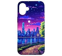 Soirée à New York, Synthwave Retro Pixel Art Coque pour iPhone 16 Plus